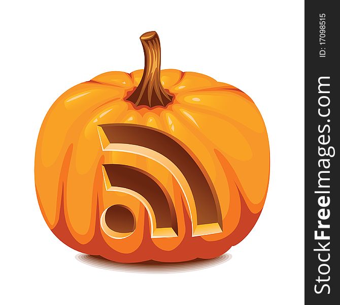 Vector Pumpkin with rss icon. Vector Pumpkin with rss icon