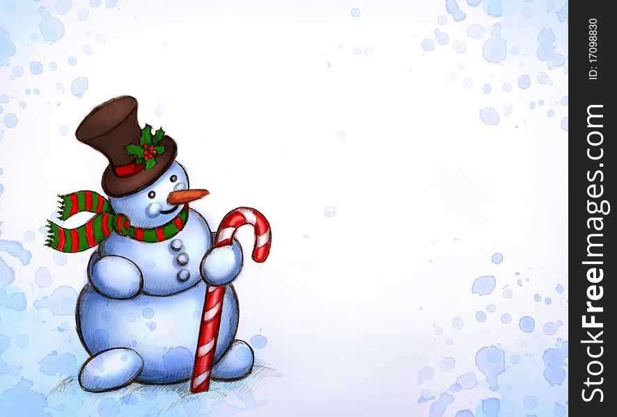 Christmas background with illustration of snowman. Christmas background with illustration of snowman
