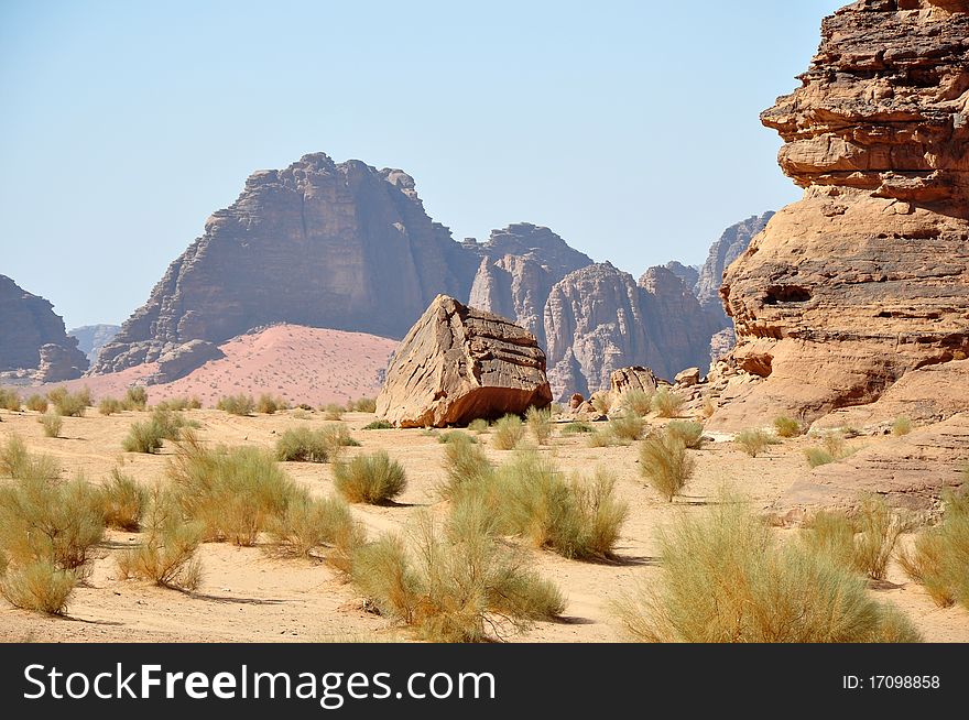 Rock in wadi Rum desert, Jordan