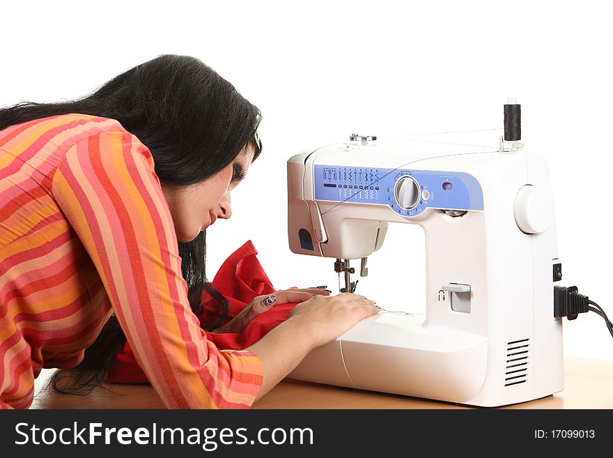 Seamstress Work On The Sewing-machine