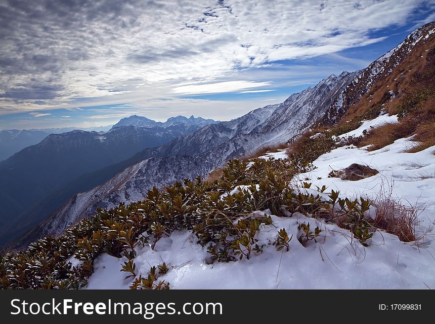 Piz-Tri Peak at 2308 meters on the sea-level. Brixia province, Lombardy region, Italy