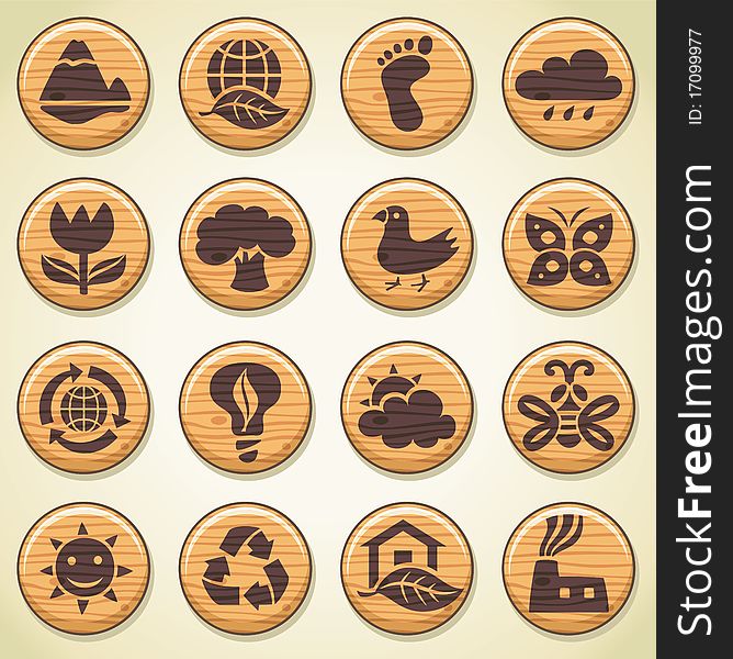 ECO. Wooden environment icons set.2. ECO. Wooden environment icons set.2