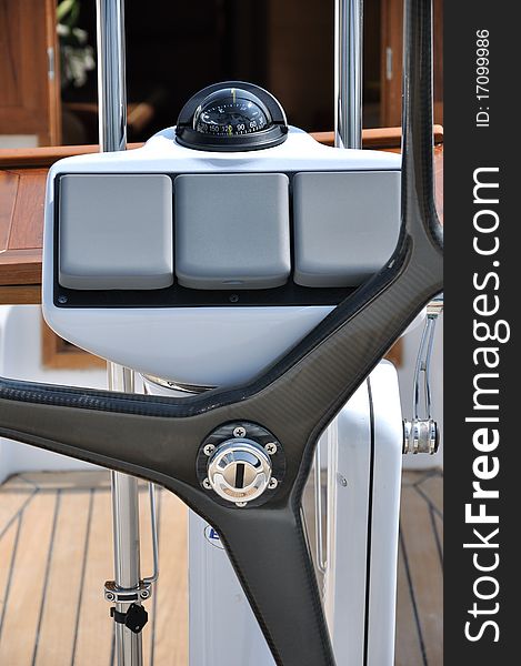 Steering Wheel And Control Of Yacht