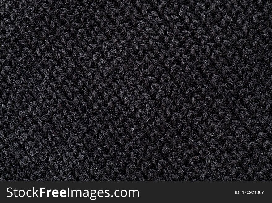 Extreme Close-Up of Black Woolen Texture