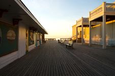 Sunrise On An Empty Boardwalk-1 Royalty Free Stock Photography Sunrise On An Empty Boardwalk-1 Royalty Free Stock Photography