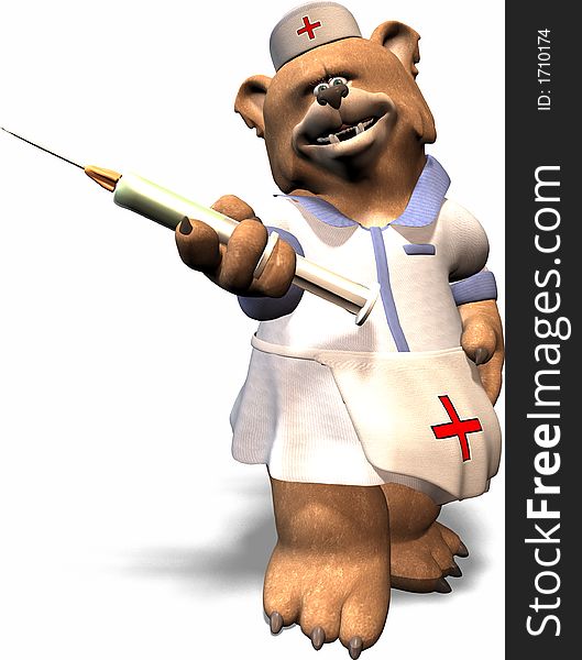 A female bear in a nurse outfit. A female bear in a nurse outfit