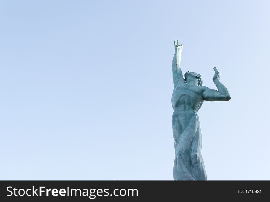 Front of the WWII War Memorial Fountain, also known as the Fountain of Eternal Life.Designed by sculptor Marshall Fredericks and dedicated 30 May 1964.