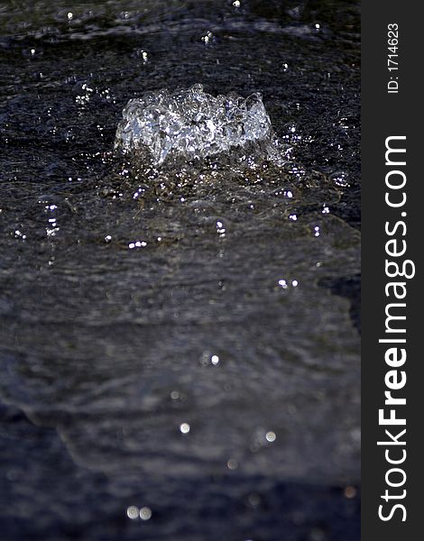 Flat Water Surface On Black Stone With Fountain Source, Background