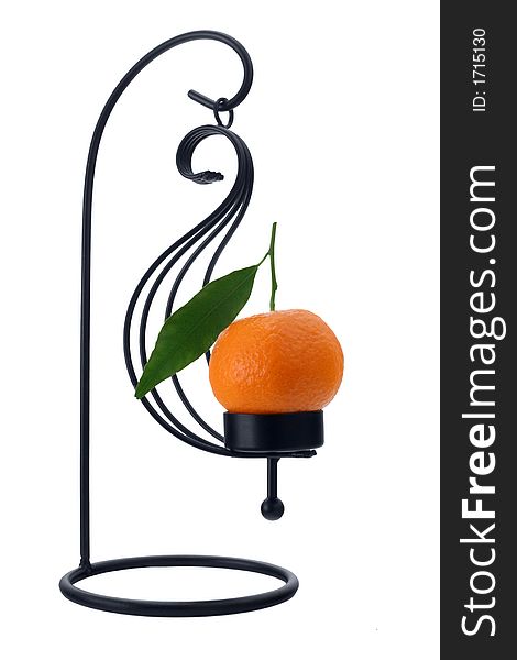 Natural fragrance candle - mandarin orange - isolated. Natural fragrance candle - mandarin orange - isolated