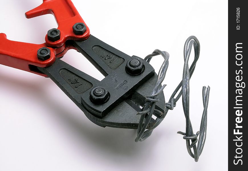 Wire cutter with barbed wire. Wire cutter with barbed wire