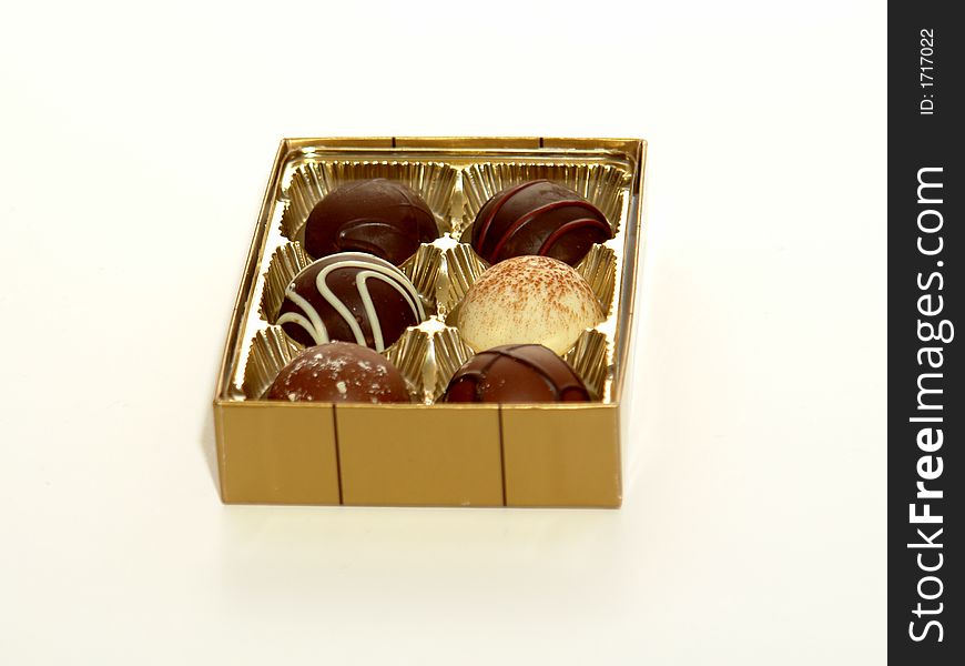 Box of decadent chocolate truffles. Box of decadent chocolate truffles.