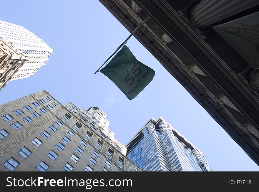 Tall buildings in New York near Wall Street