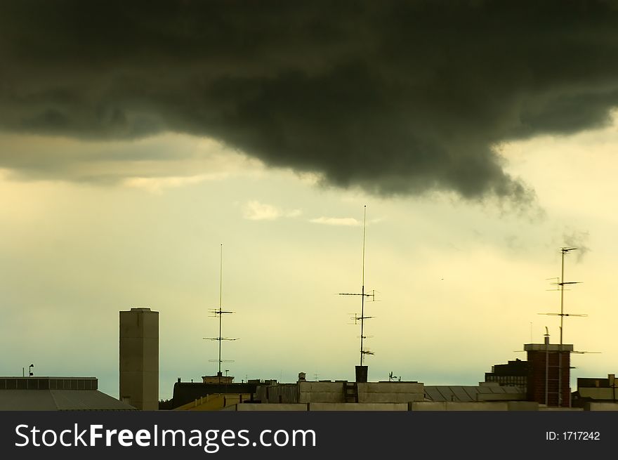 Storm clouds gathering on summer sky