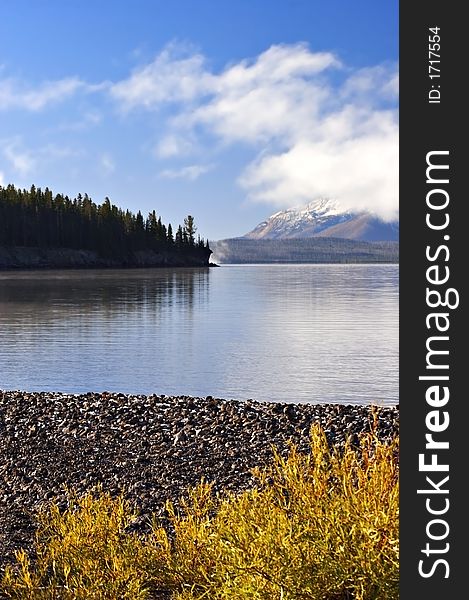 Yellowstone Lake shoreline in the early morning