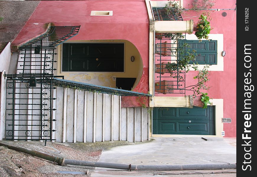 Some pink houses in Lerici. Some pink houses in Lerici