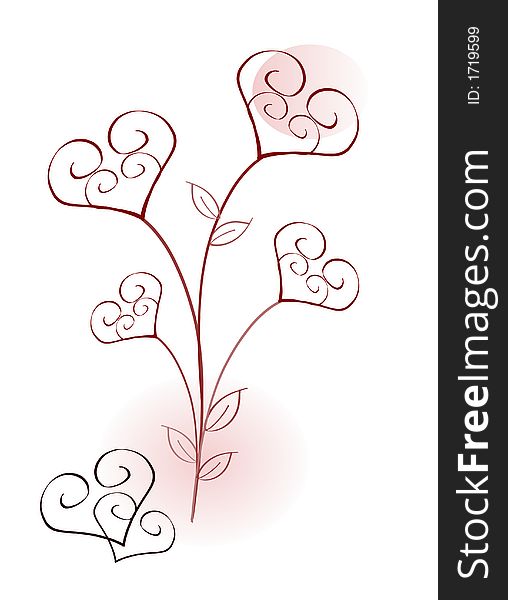 Calligraphy: Bouquet of Valentine hearts. Calligraphy: Bouquet of Valentine hearts