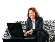 The Businesswoman Very Emotionally Works At The Co Royalty Free Stock Image