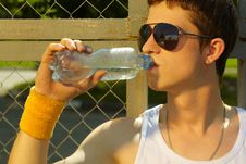 Drinking Fresh Water Stock Photo