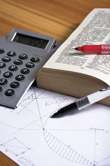 Geometry Paper With Book And Calculator Stock Photography Geometry Paper With Book And Calculator Stock Photography