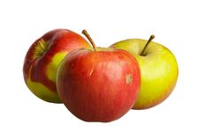 Three Unpretentious Apples Royalty Free Stock Images Three Unpretentious Apples Royalty Free Stock Images