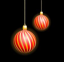 Two Christmas Red Spheres Stock Photos Two Christmas Red Spheres Stock Photos