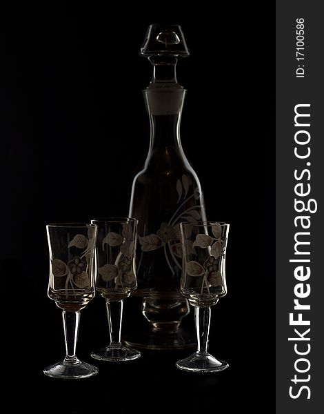 Collectable hand made crystal glass isolated on black