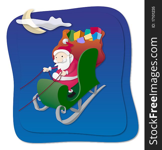 Santa Claus in his sleigh