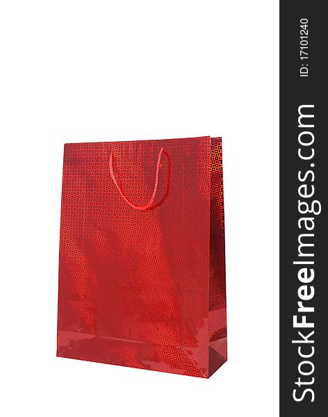 A red shopping bag isolated on white background