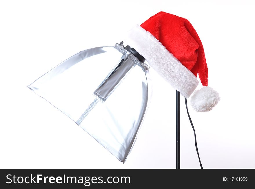 Soft Box whit Christmas hat. Soft Box whit Christmas hat