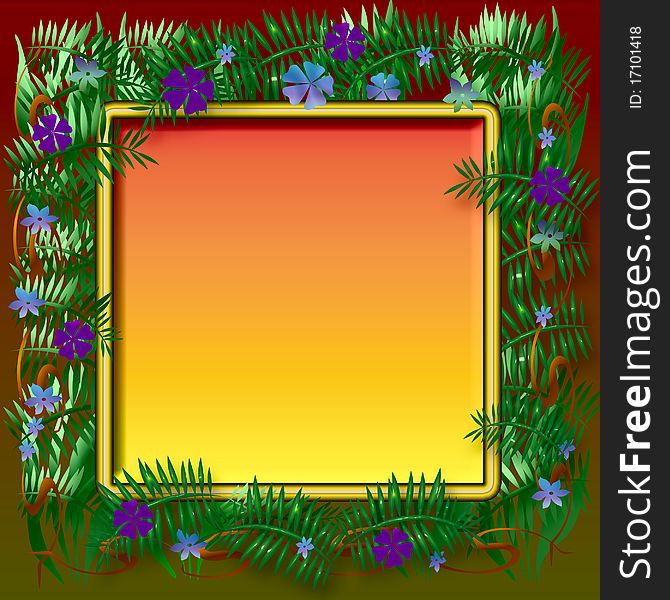 Dark jungle tropical night scrapbook frame illustration. Dark jungle tropical night scrapbook frame illustration