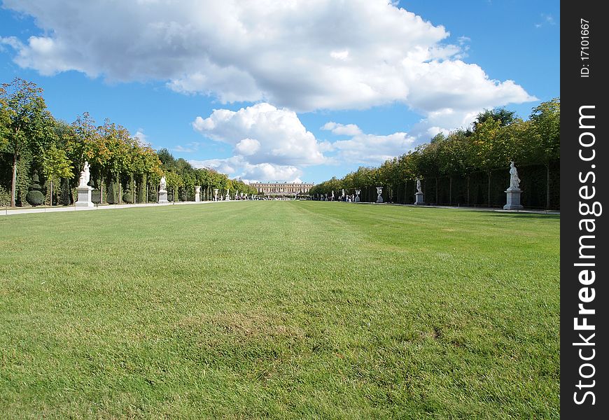 Versailles Garden Landscape with cloud and blue sky at Versailles in France , Europe. Versailles Garden Landscape with cloud and blue sky at Versailles in France , Europe