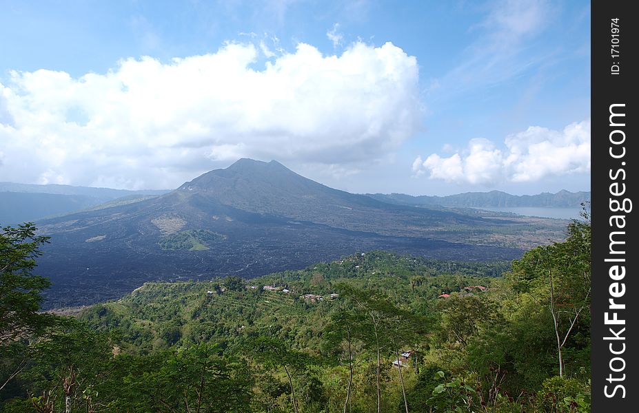 Bali volcano with old lava fields