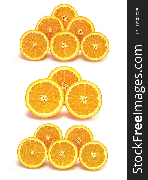 Sliced orange collection on a white background