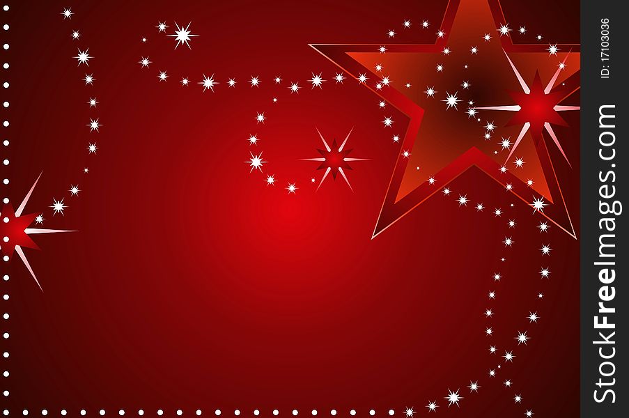 Red Christmas stars background with space for text