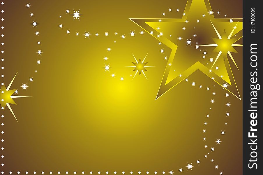 Golden Christmas stars background with space for text