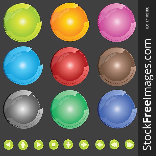 Tech colorful buttons , site icons arrows. Tech colorful buttons , site icons arrows