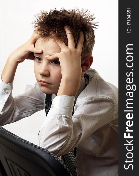 Portrait of the boy is isolated on white background