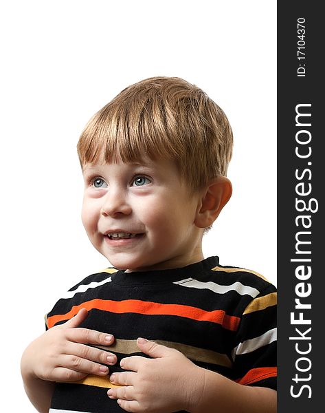 Portrait of the boy on white background