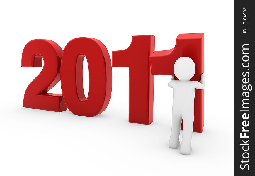 3d man new year isolated white background