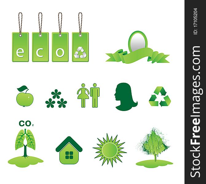 A set of environmental icons. A set of environmental icons
