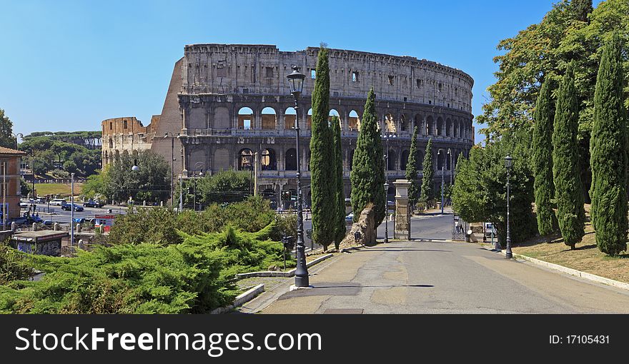 The Colosseum, the world famous landmark in Rome. The Colosseum, the world famous landmark in Rome