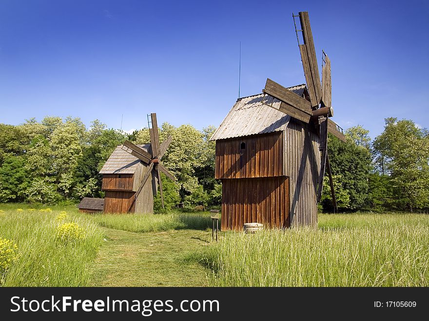 Windmill on green field from Ukraine