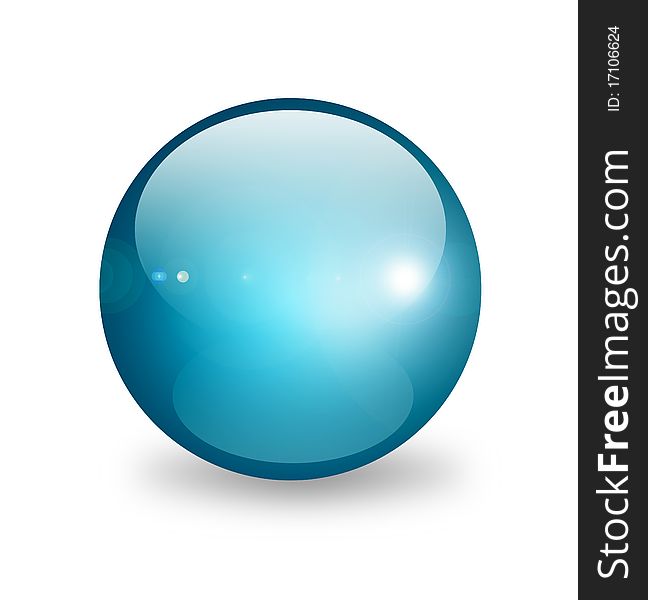 Blue sphere on white background. Object illustration