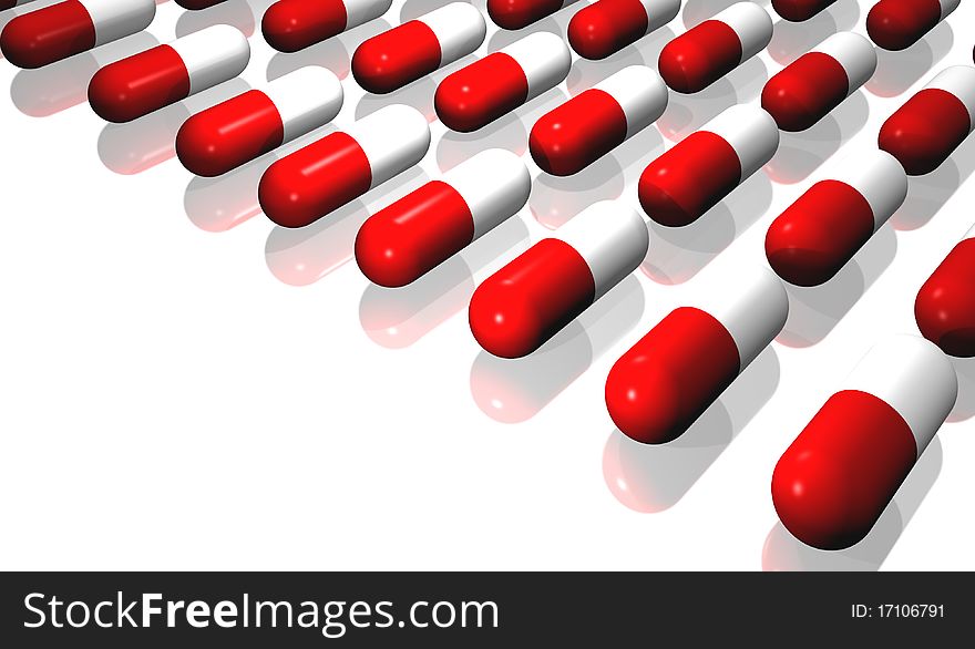 illustration of capsules of red and white color with white bottom   . illustration of capsules of red and white color with white bottom