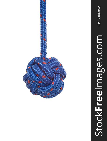 Blue string in shape of sphere on white background