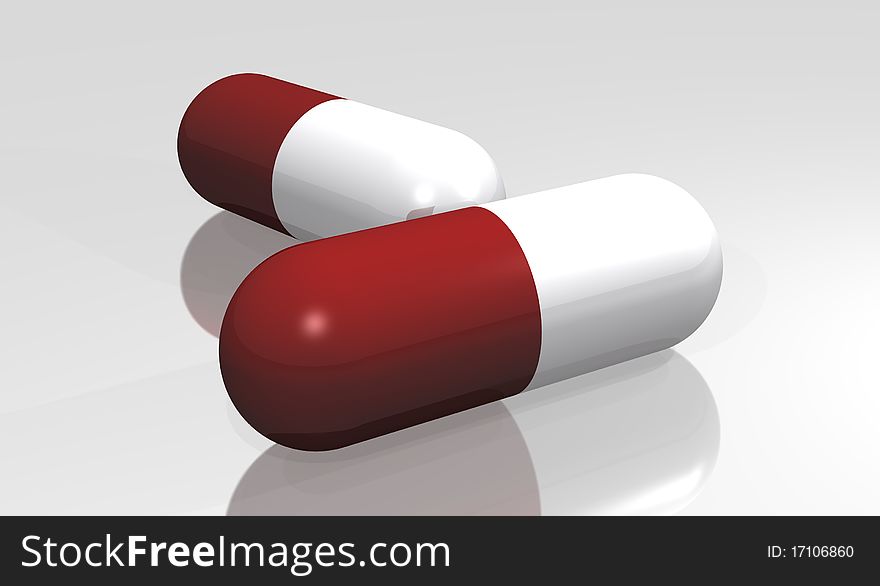 illustration of capsules of red and white color with white bottom   . illustration of capsules of red and white color with white bottom