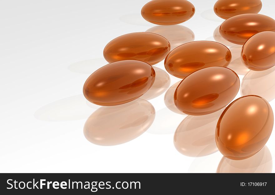 illustration of capsules of color orange with white fond. illustration of capsules of color orange with white fond