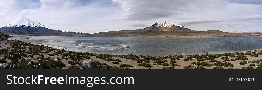 Lake located in the Chilean altiplano at an altitude of 4,570 meters above sea level. Lake located in the Chilean altiplano at an altitude of 4,570 meters above sea level