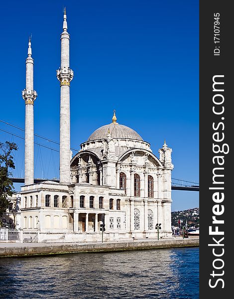 Beautiful Ortakoy mosque and Bosporus in Istanbul, Turkey