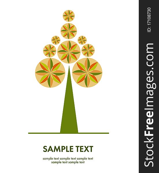 Vector card with colored tree. Vector card with colored tree